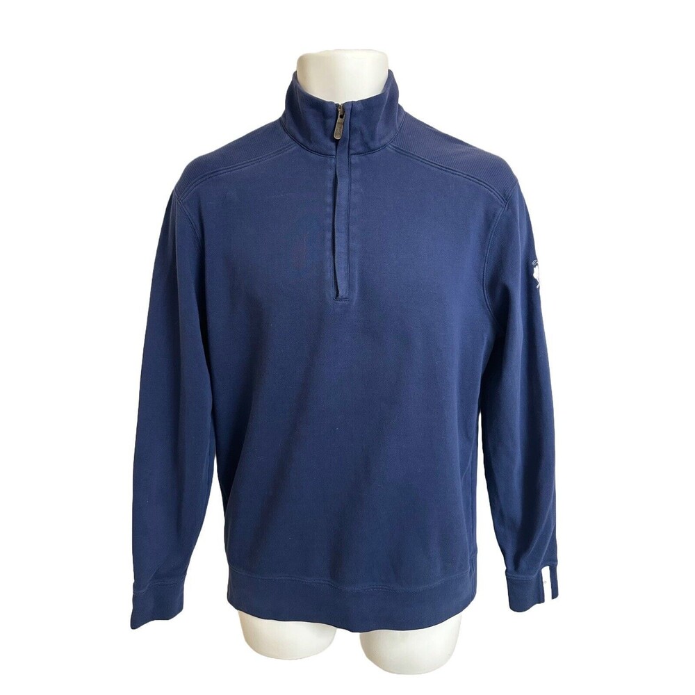 Bobby Jones Men's S Pima Cotton Blue Quarter Zip Pullover Detroit Golf Club